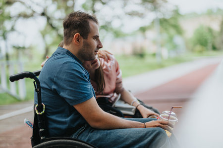 Couple spending time outdoors, portraying love and support