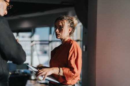 Confident businesswoman in a meeting at modern office setting