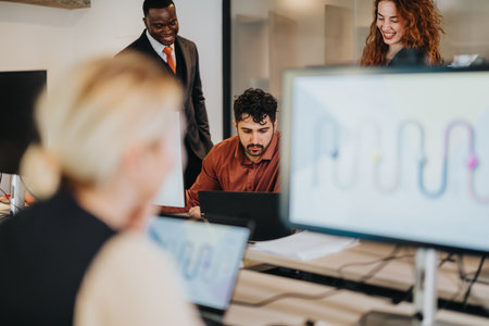 Business professionals collaborating in a contemporary office environment
