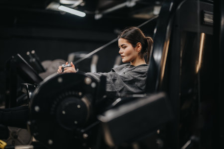 Focused individual using gym equipment for a strength training session