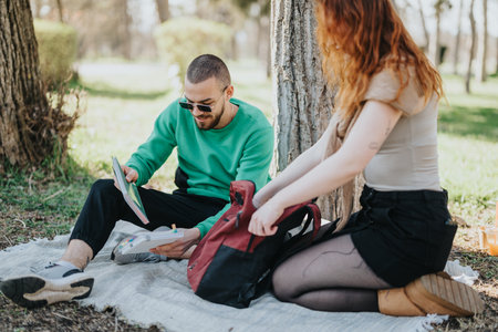 Young friends sharing a moment in a sunny park setting