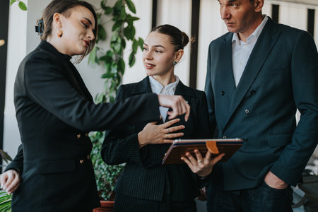 Professional teamwork and discussion among business colleagues in a modern office