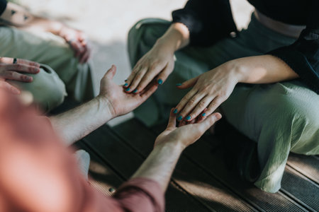People connecting in nature during shared moments of relaxation and friendship