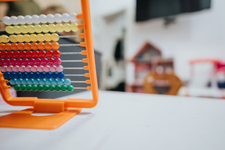 Colorful abacus in a home setting for education and learning concepts