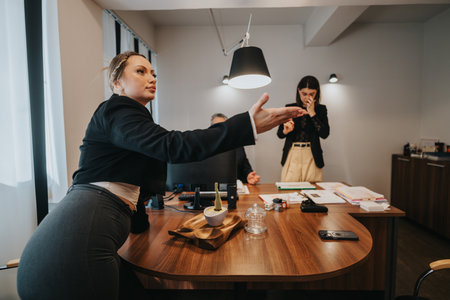 Business team in a modern office meeting setting