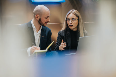 Business colleagues discuss a project during a meeting in a modern office setting and share ideas
