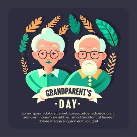 Flat social media post design template for grandparents day celebrationのイラスト素材