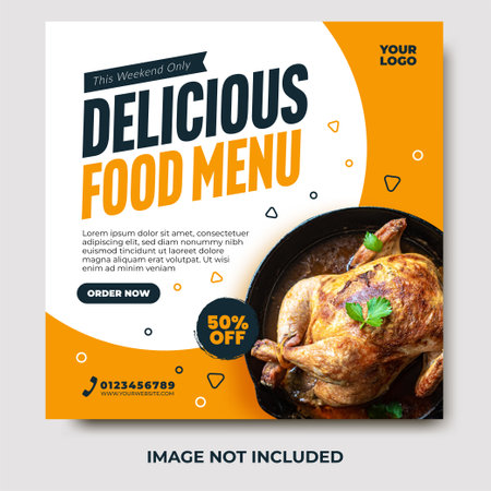 Social media post design for restaurant. Editable social media template for promotionのイラスト素材