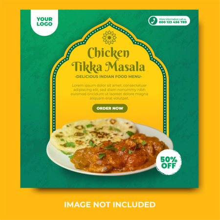 Delicious indian food menu for social media post and web banner templateのイラスト素材