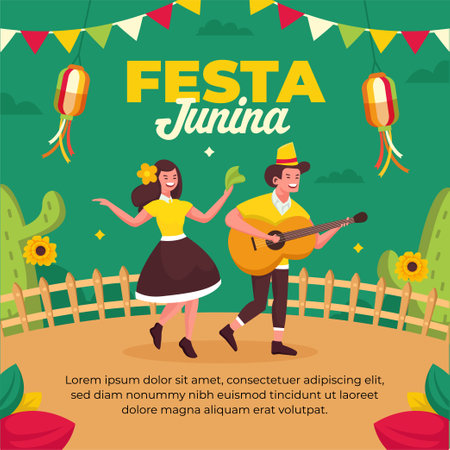 Festa Junina illustration for social media post design templateのイラスト素材