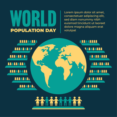 flat vector world population day social media post design templateのイラスト素材