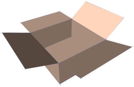 Open box with sketch lines, three dimensionalの写真素材