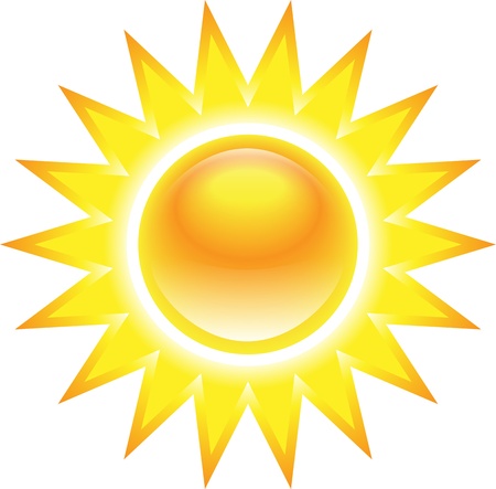 Shining glossy sun isolated on white backgroundのイラスト素材