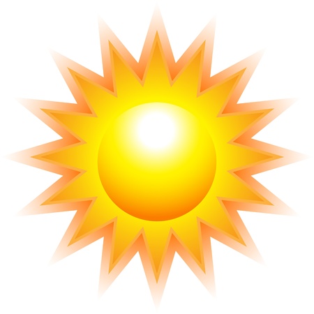 Burning sun with rays isolated on white backgroundのイラスト素材