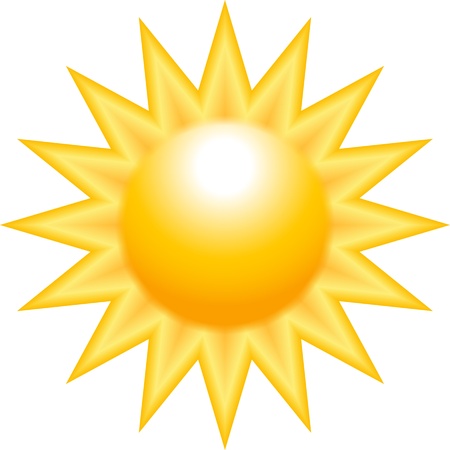 Burning sun with sharp rays isolated on white backgroundのイラスト素材