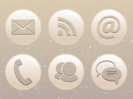 Modern communication glossy web icons on grunge backgroundのイラスト素材