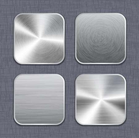 Brushed metal app icon templates on linen background. Vector illustrationのイラスト素材