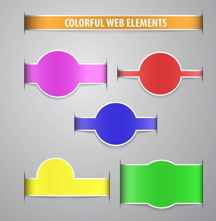 Colorful web elements with shadows on a gray backgroundのイラスト素材