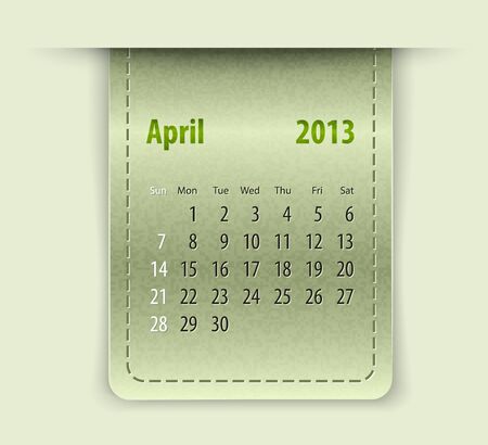 Glossy calendar for april 2013 on leather textureのイラスト素材