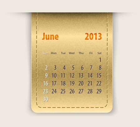 Glossy calendar for june 2013 on leather textureのイラスト素材