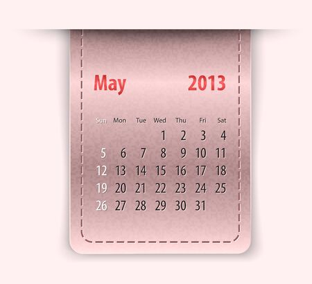 Glossy calendar for may 2013 on leather textureのイラスト素材