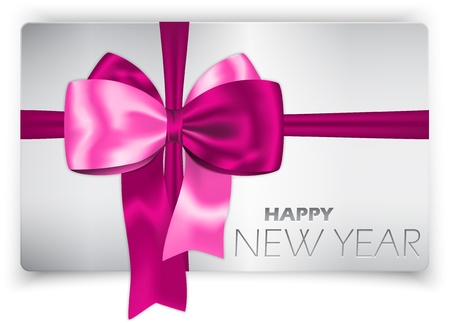 Happy New Year card with luxurious pink ribbon and bow  のイラスト素材