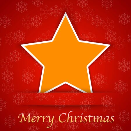 Merry Christmas gift card with a simple star placed on red background. Vector illustrationのイラスト素材