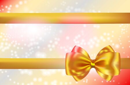 Abstract background with golden bow and ribbon. Gift card. Vector illustrationのイラスト素材