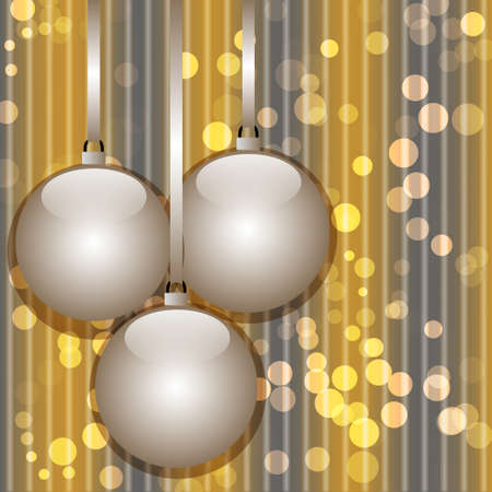 Christmas and New Year abstract background with hanging glossy balls and bokeh lightsのイラスト素材