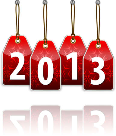 Red hanging tags with 2013  Vector illustrationのイラスト素材