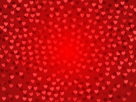 Love card template with heart shapes on red background.  illustrationのイラスト素材