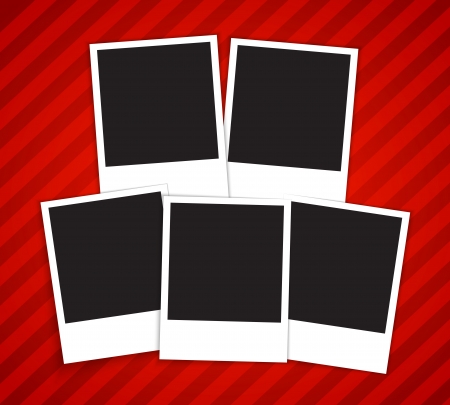 Blank picture frames on red background のイラスト素材