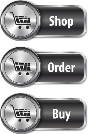 Metallic and glossy web elements/buttons for online shopping. Vector illustrationのイラスト素材