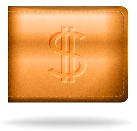 Brown leather pouh with dollar signのイラスト素材