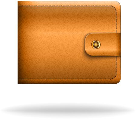 Brown leather money bag. Vector illustrationのイラスト素材