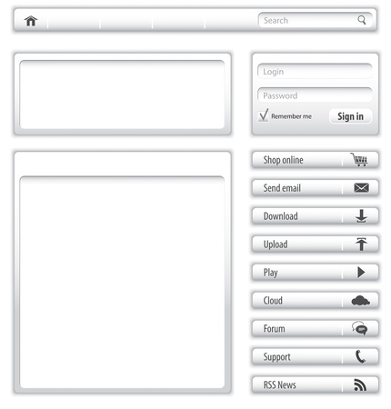 Website design light gray elements and modules. Vector illustrationのイラスト素材