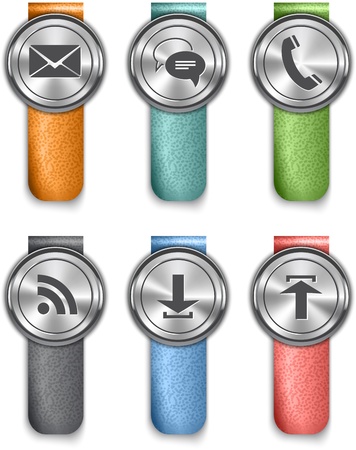 Communication metallic web elements with colored leather straps.のイラスト素材