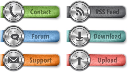 Communication metallic web elements with colored leather straps. Vector illustrationのイラスト素材