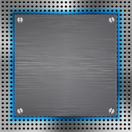Abstract background with brushed metal inset and blue light. illustrationのイラスト素材
