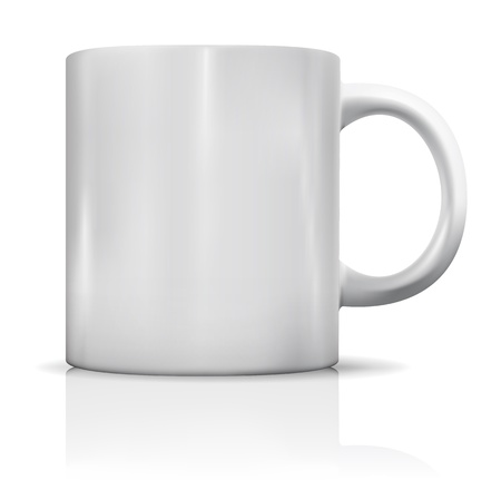 Photorealistic blank white cup with reflection. Vector illustrationのイラスト素材