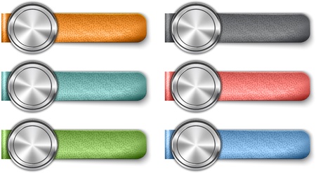 Blank metallic web elements with color leather straps. illustrationのイラスト素材