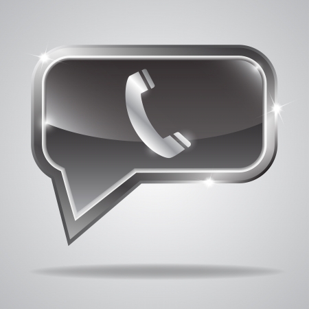 Metallic bubble with shiny phone icon   illustrationのイラスト素材