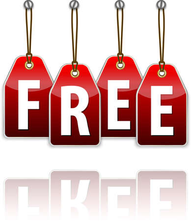Red hanging tags with the Free word illustrationのイラスト素材