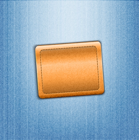 Brown leather label on blue jeans background illustrationのイラスト素材