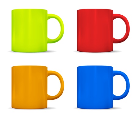 Photo realistic colorful cups illustrationのイラスト素材