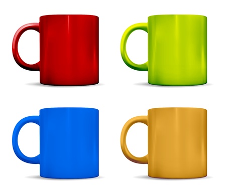 Photorealistic colorful cups  Vector illustrationのイラスト素材