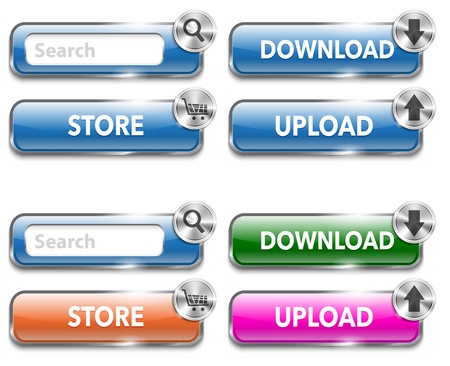 Metallic and glossy website design colorful elements. Vector Illustrationのイラスト素材