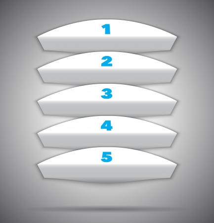 Numbered abstract white banners with shadows. Vector illustrationのイラスト素材