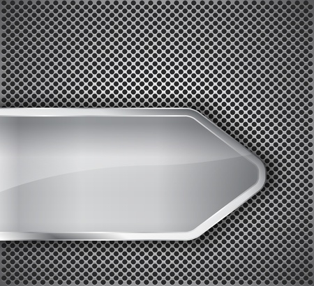 Glossy arrow like inset on textured metal. Abstract background. Vector illustrationのイラスト素材