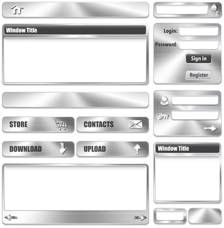 Metallic website interface design elements. Vector Illustrationのイラスト素材